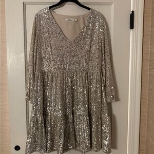 Vineyard Vines Silver Sequin Mini Dress